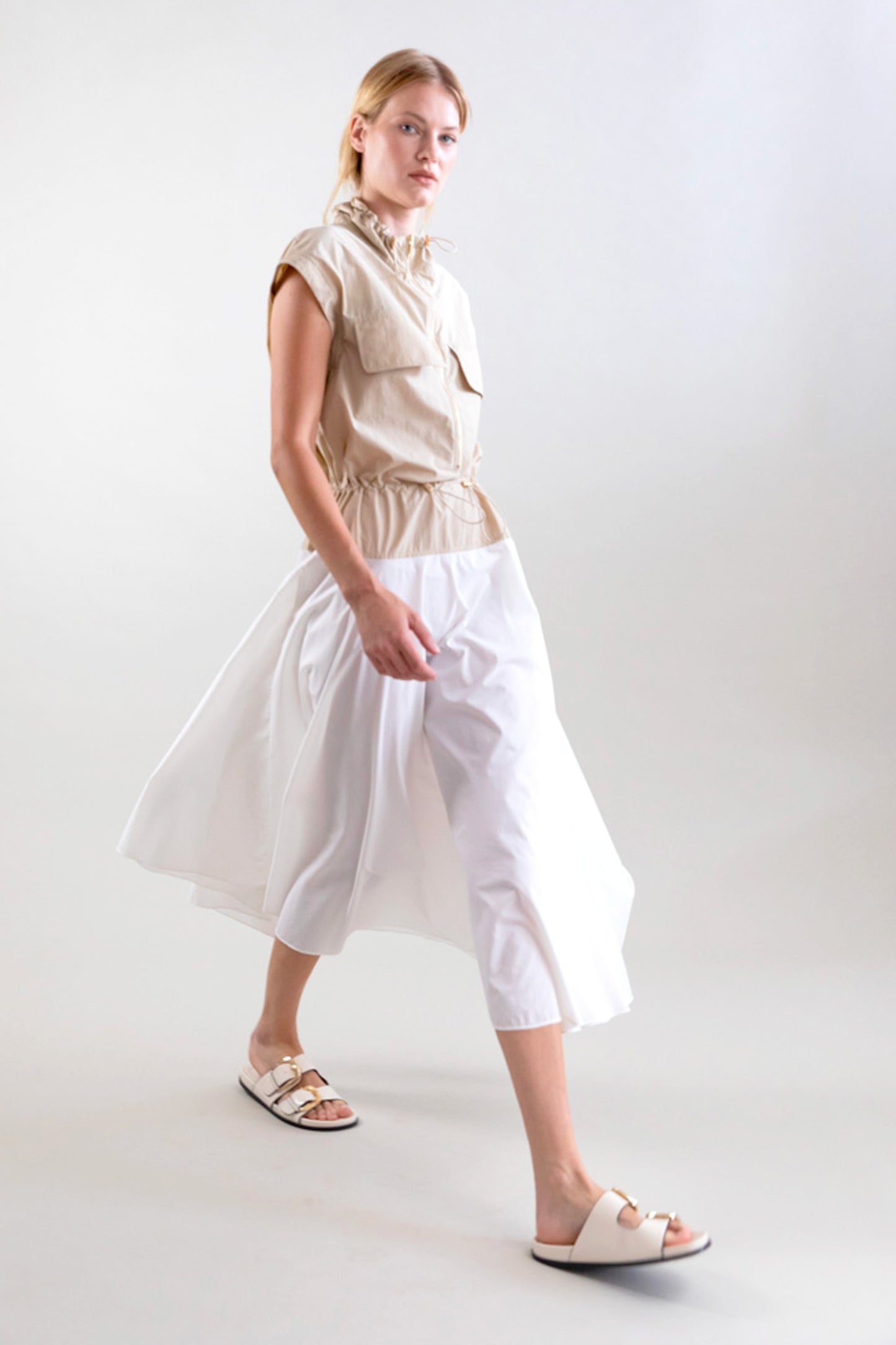 TWO-COLOURED DRESS WHITE