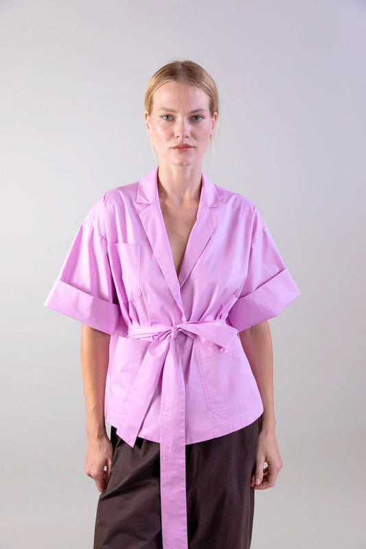 KIMONO EN POPELINE ROSE