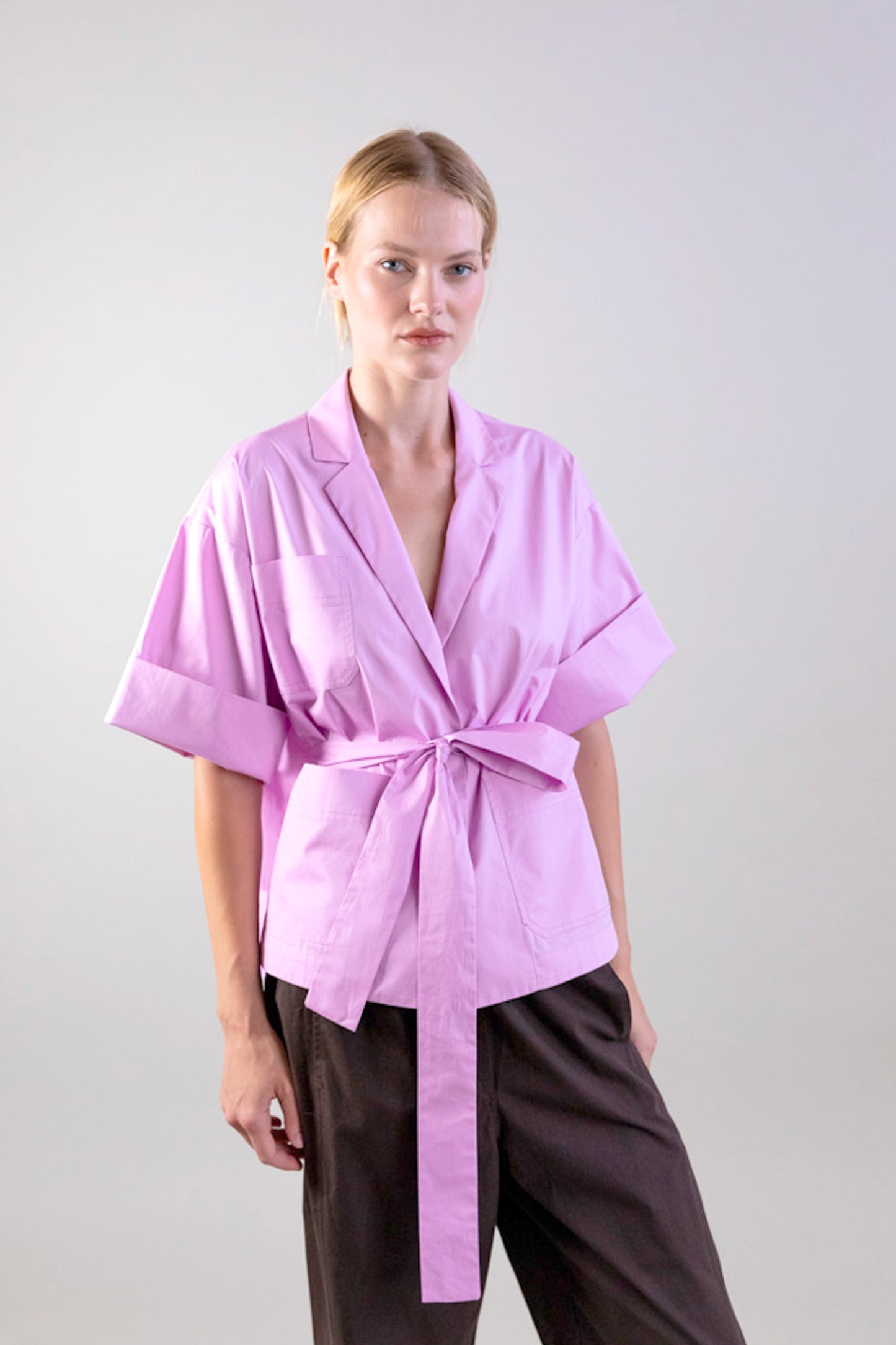 KIMONO EN POPELINE ROSE