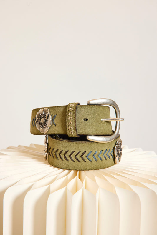 CEINTURE FLEURS VERT