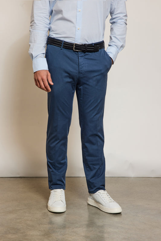 PANTALON EN GABARDINE SLIM FIT INDIGO
