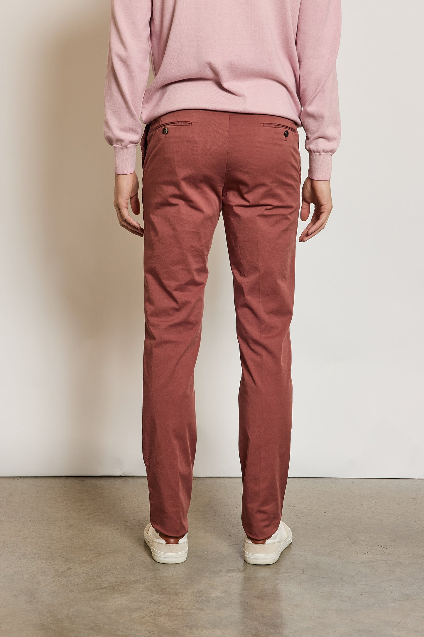 PANTALON EN GABARDINE SLIM FIT TERRACOTTA