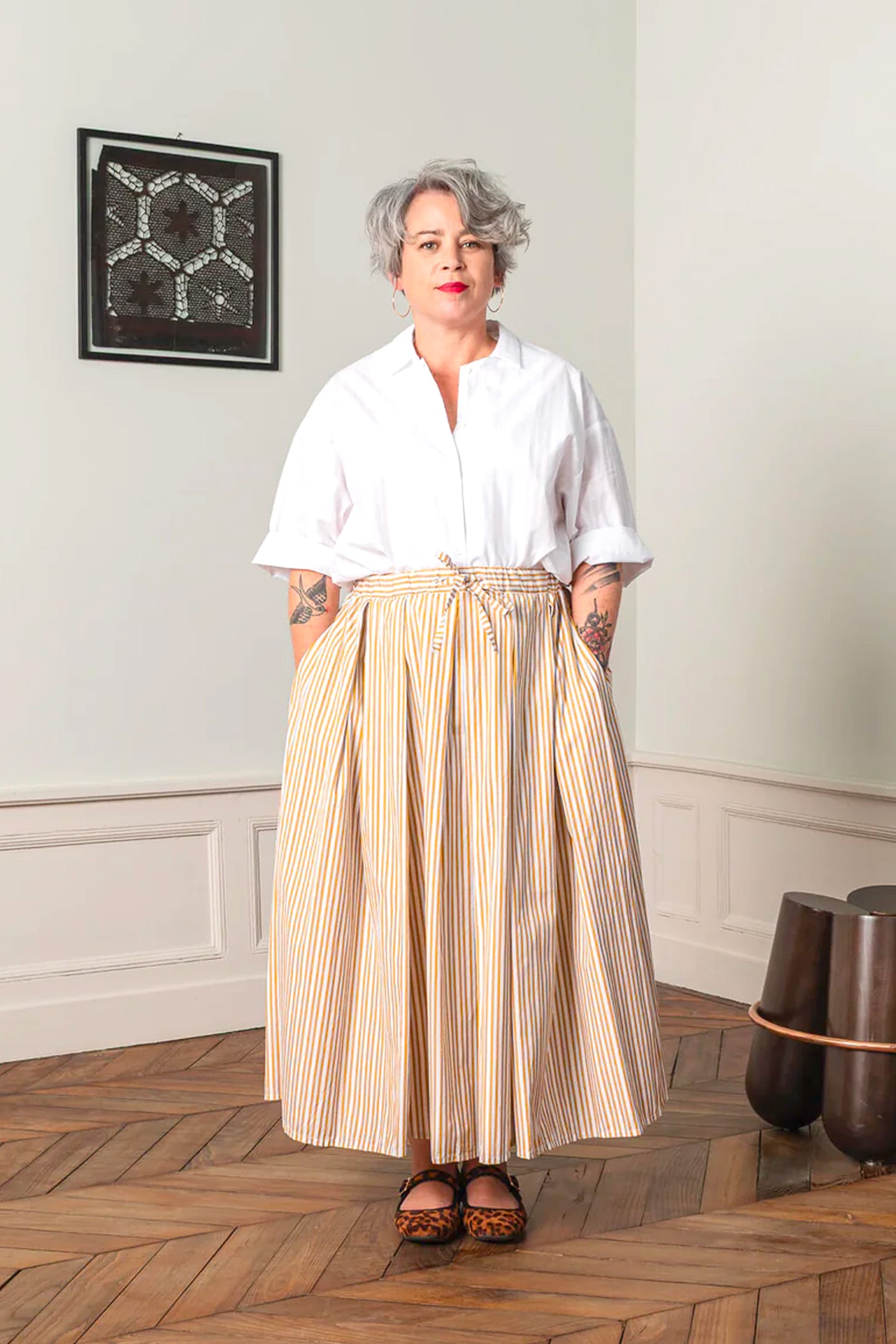 STRIPED SKIRT CUMIN