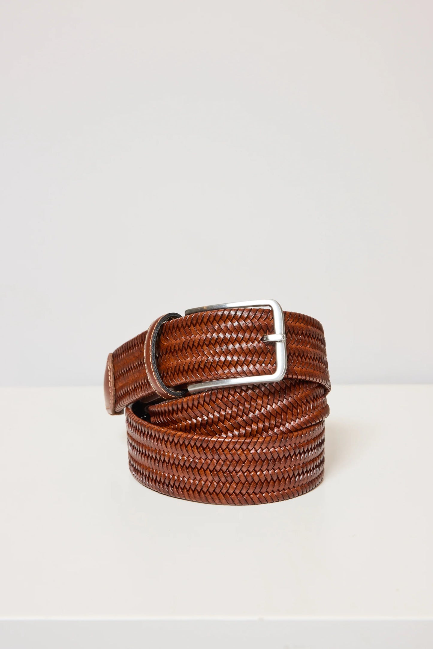 BRAIDED LEATHER BELT COGNAC