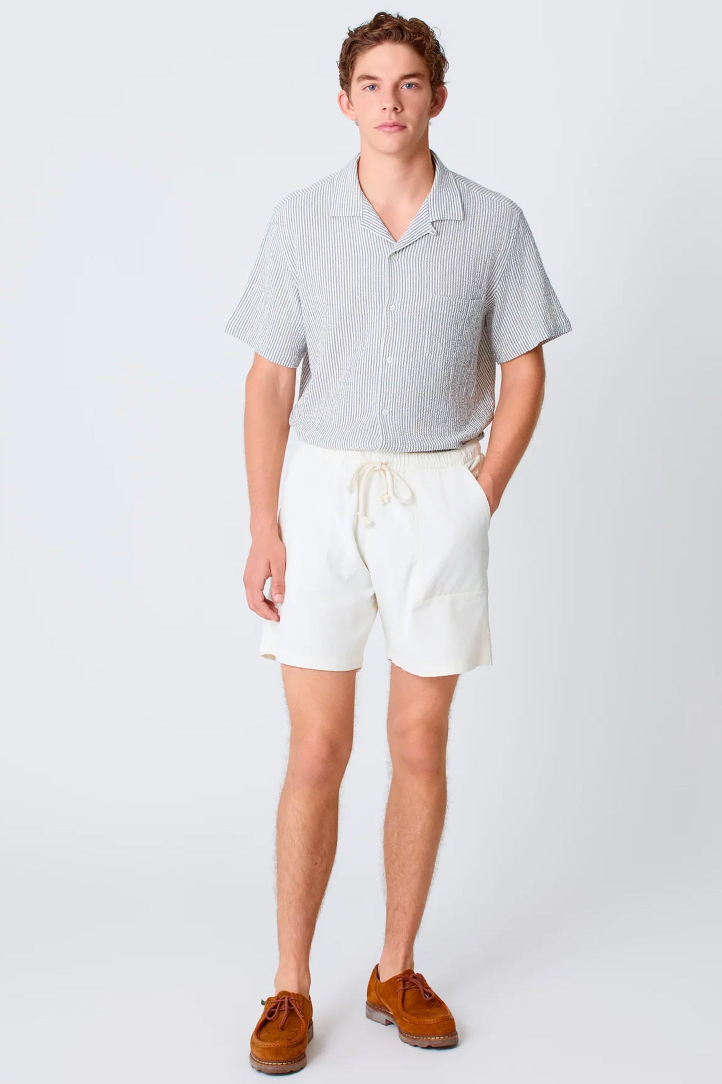 BERMUDA EN VELOURS ECRU