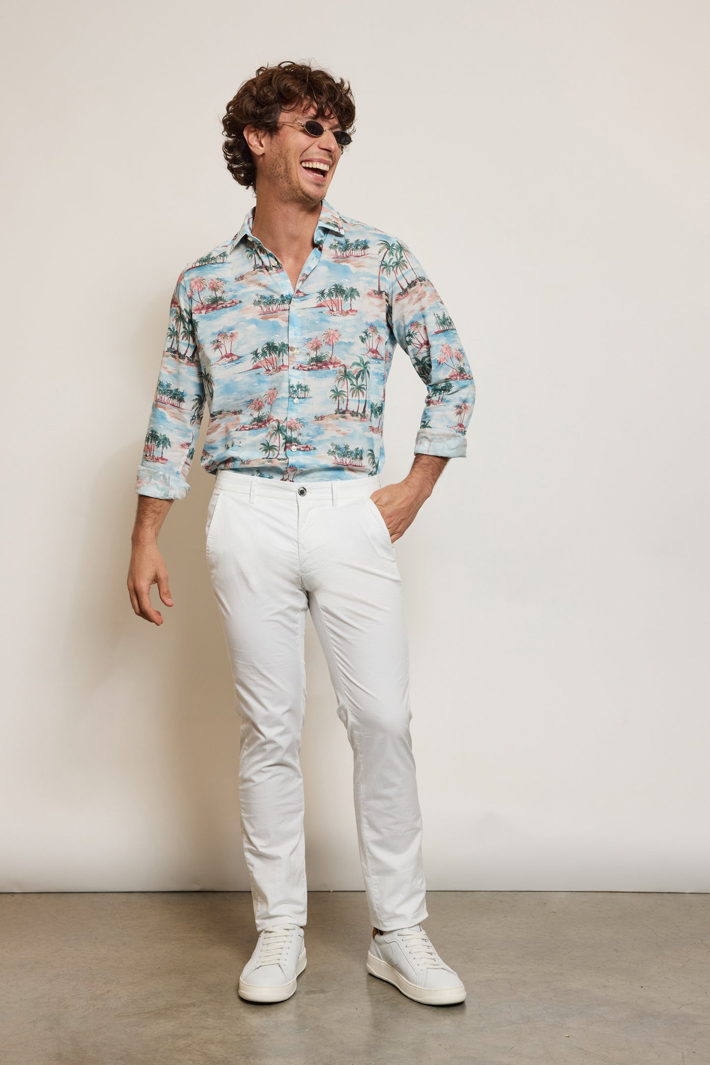 PANTALON EN GABARDINE BLANC