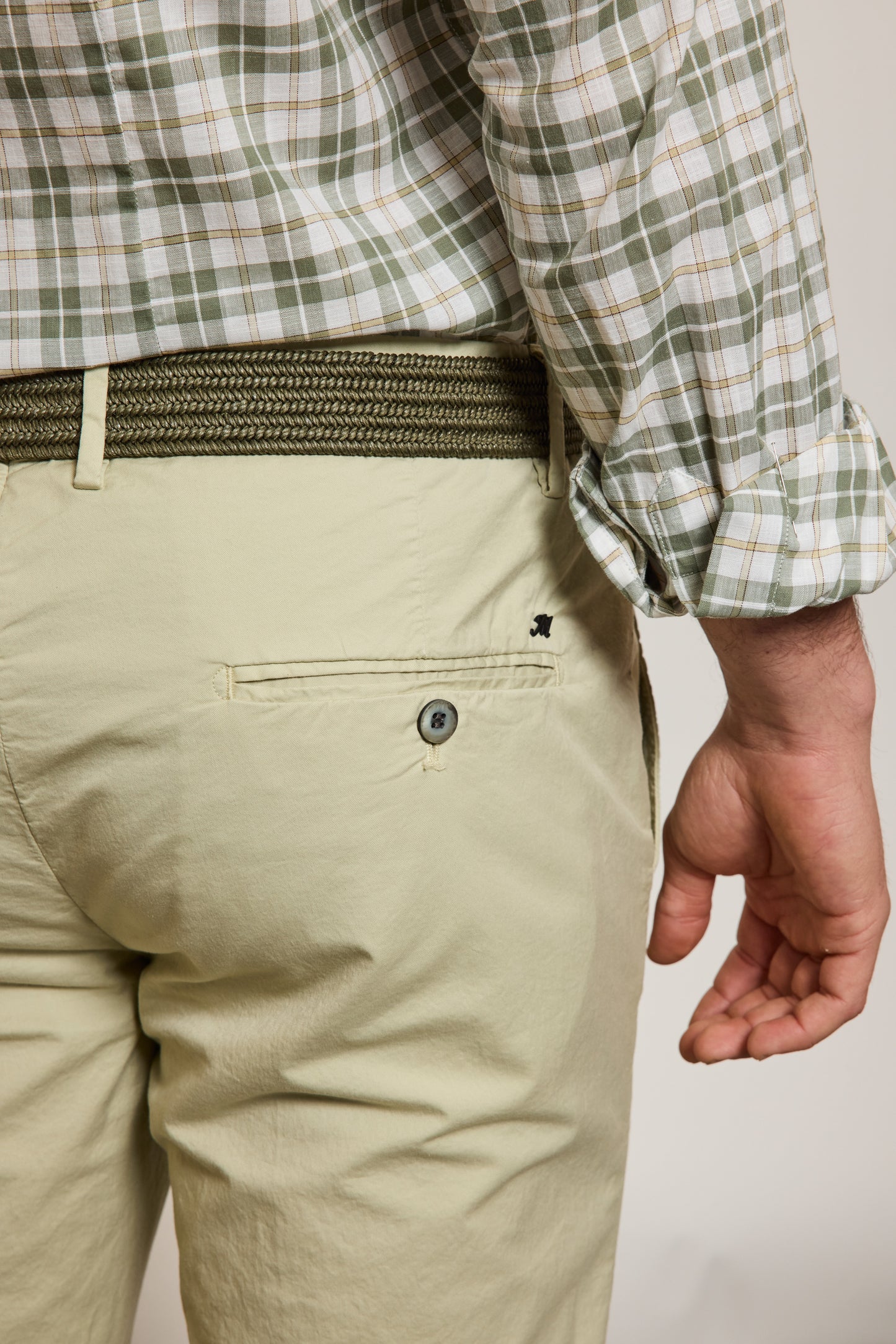 PANTALON EN GABARDINE VERT PASTEL