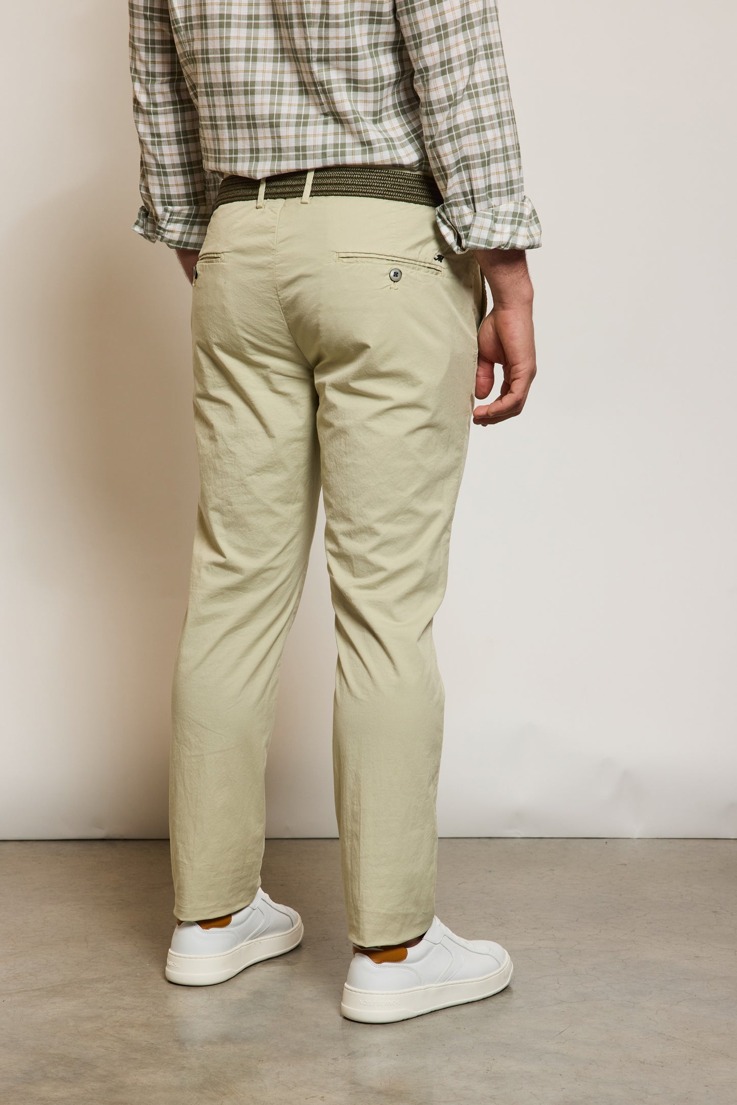 PANTALON EN GABARDINE VERT PASTEL