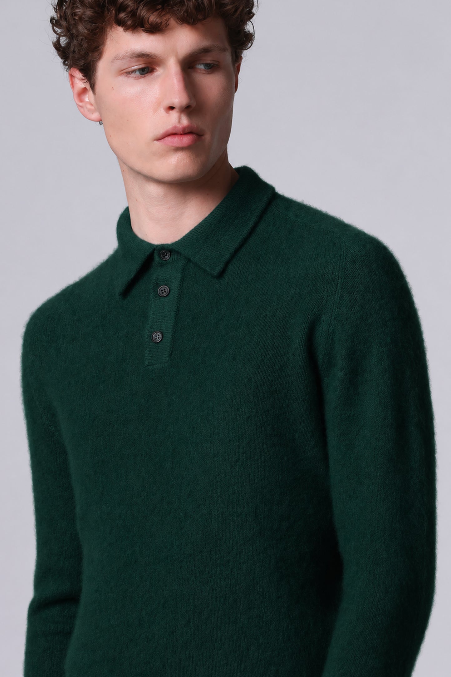 CASHMERE & SILK POLO SHIRT EMERALD
