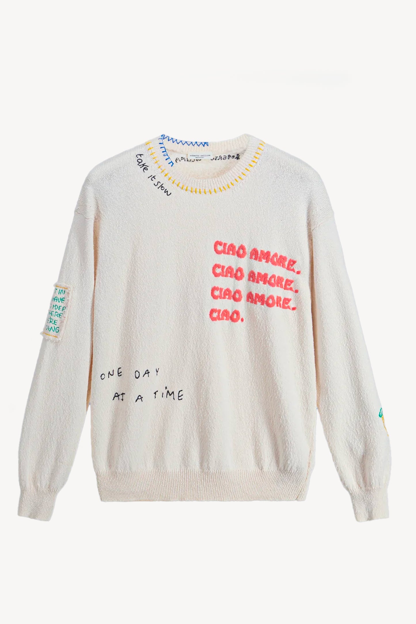 PULL BRODÉ ÉCRU