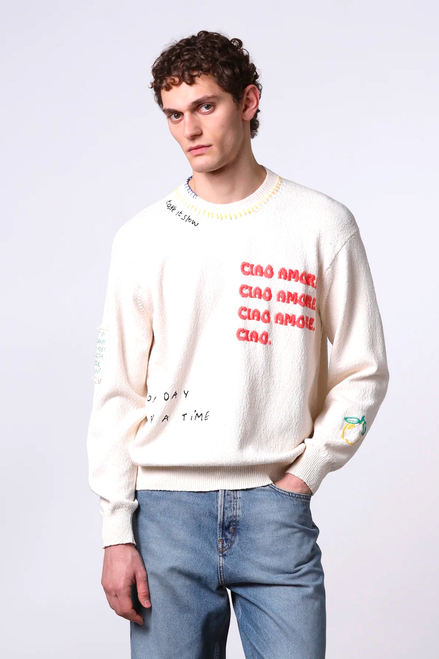 PULL BRODÉ ÉCRU