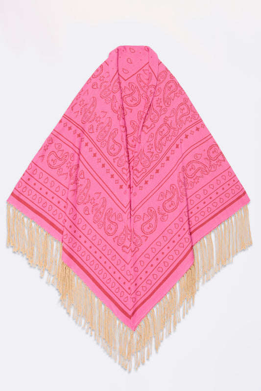 CHÂLE BANDANA EN COTON ROSE