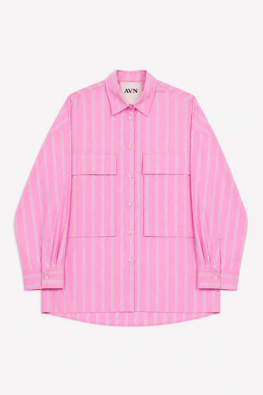 CHEMISE RAYÉE ROSE