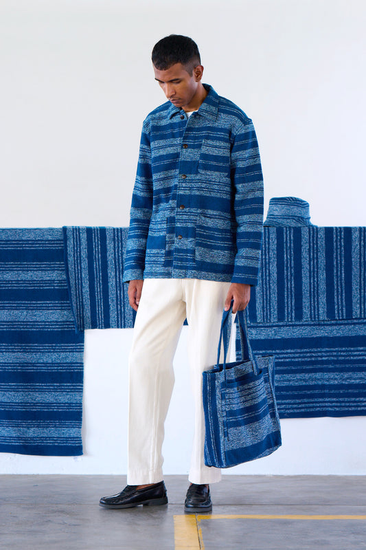 STRIPED OVERSHIRT NAVY