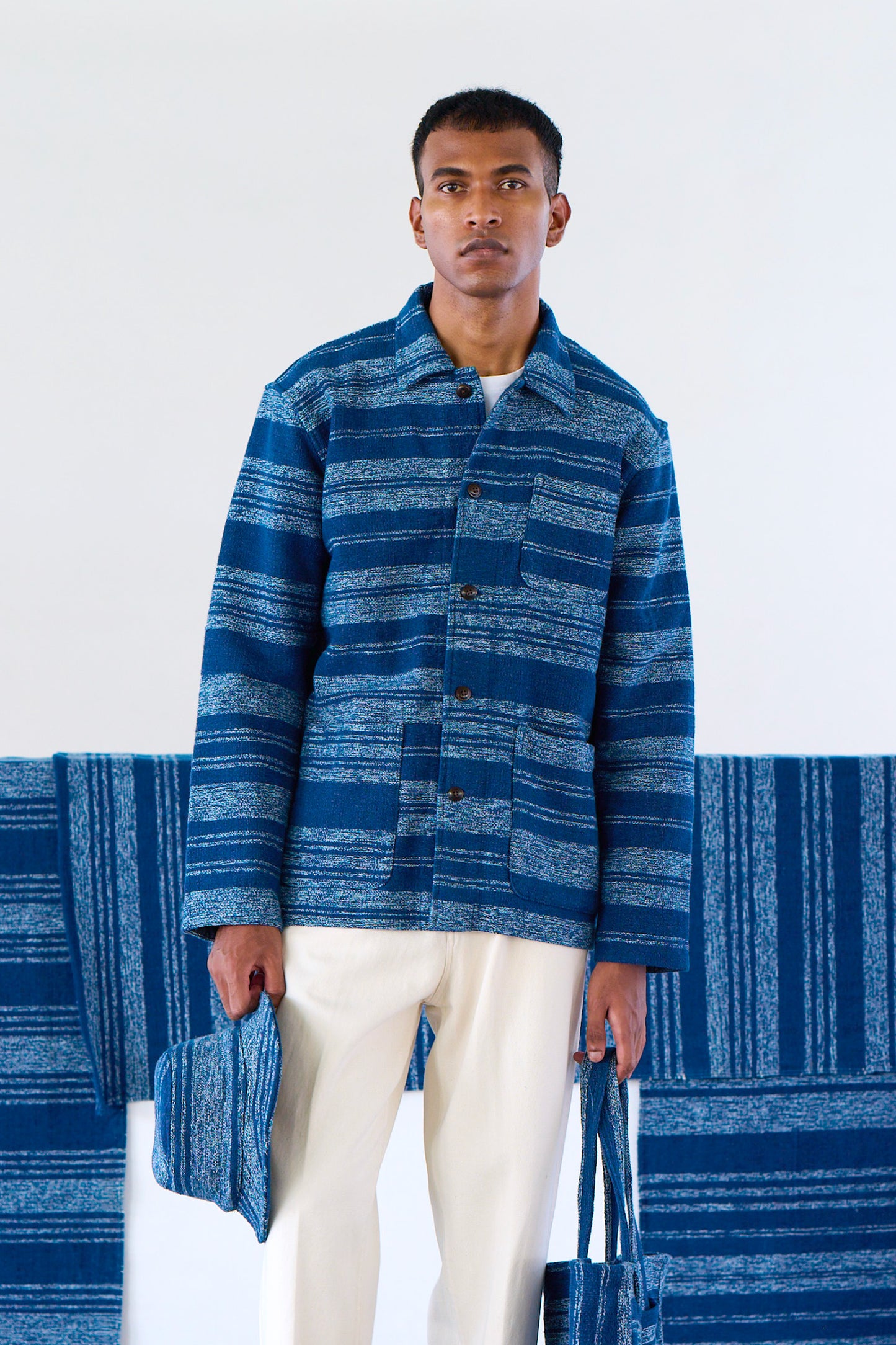 STRIPED OVERSHIRT NAVY