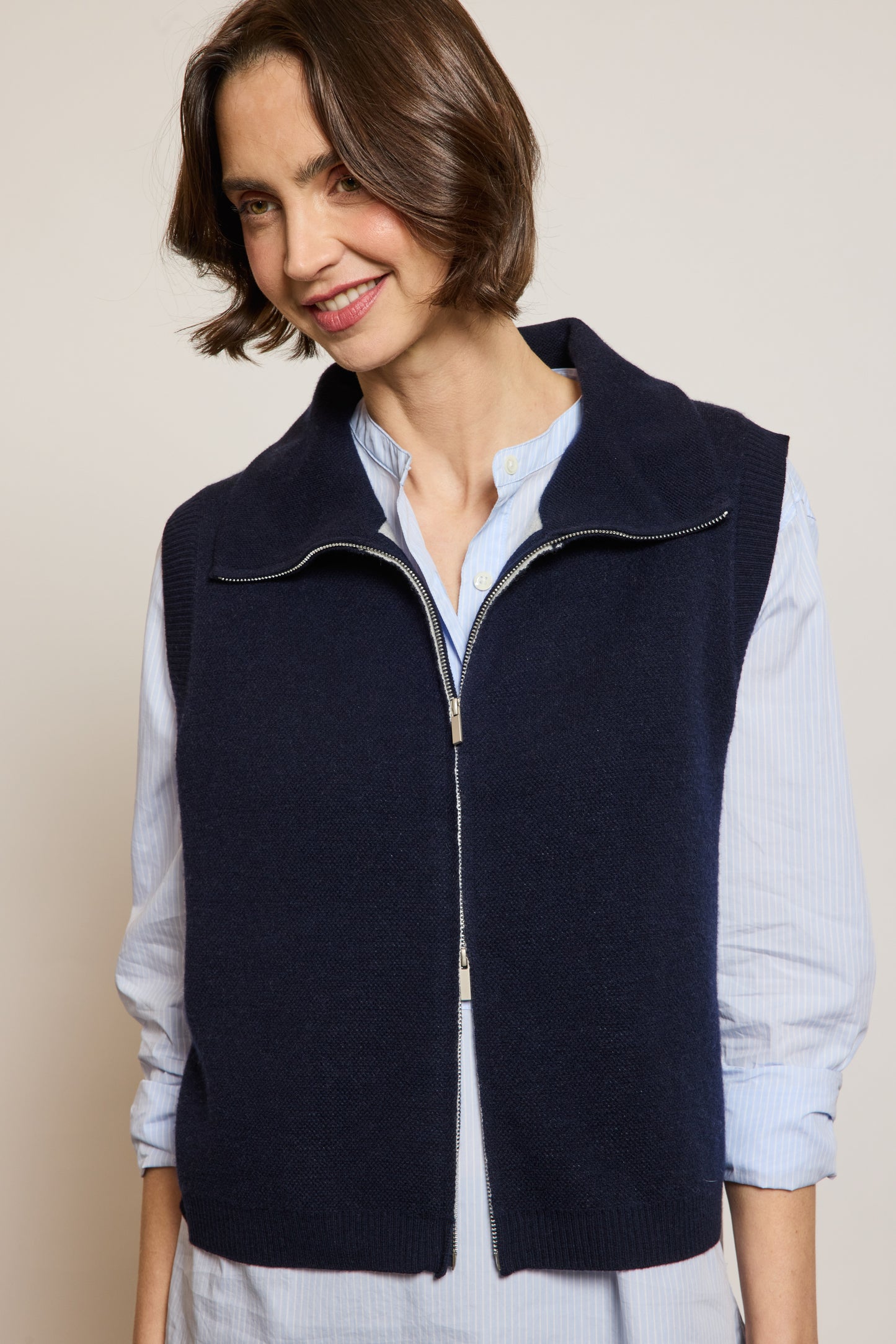 CARDIGAN ZIPPÉ MARINE