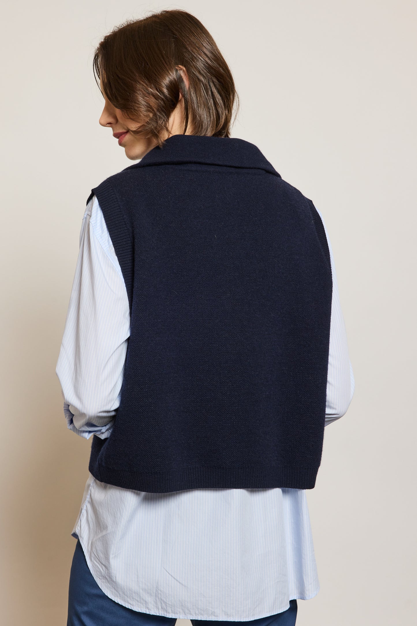 CARDIGAN ZIPPÉ MARINE