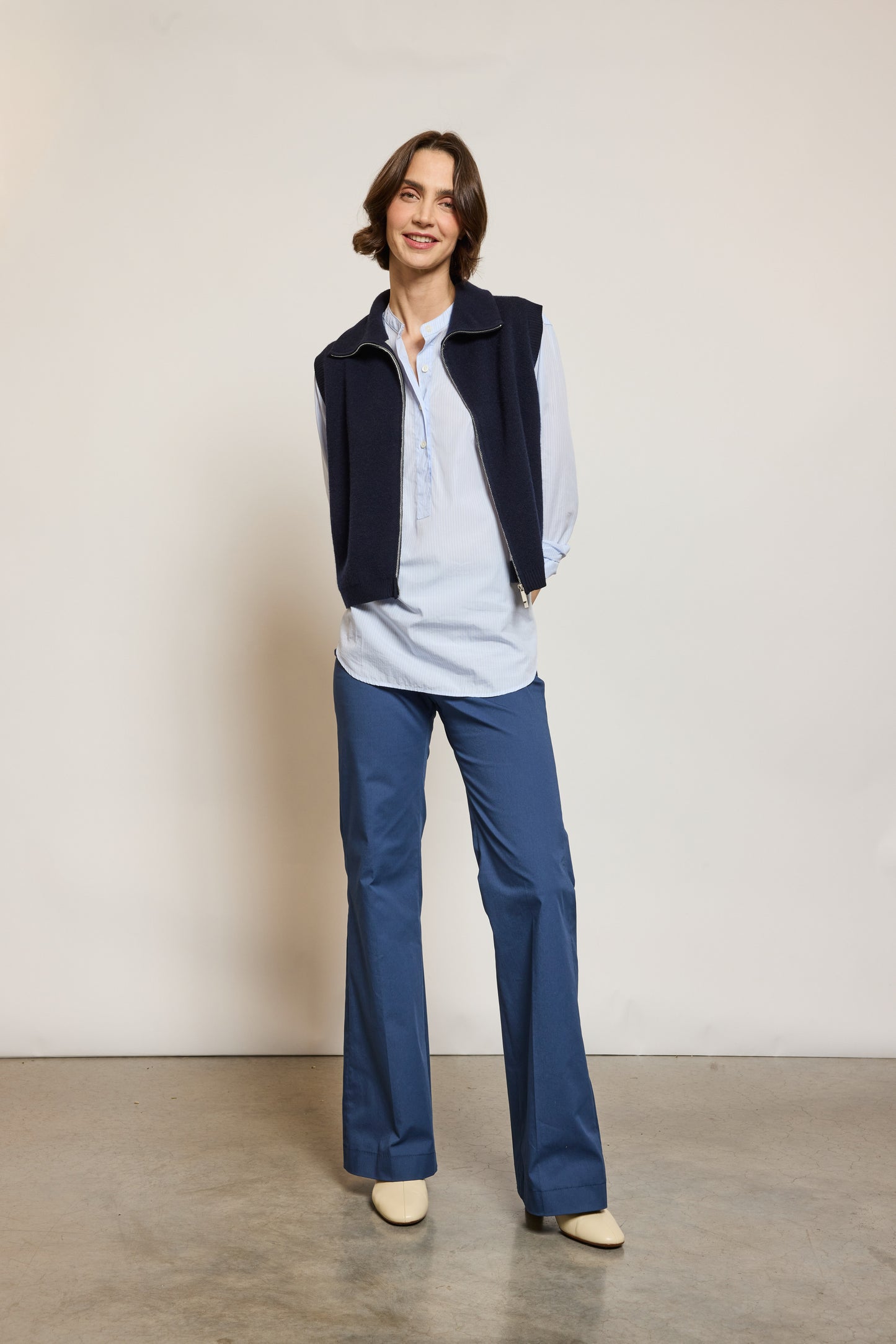 CARDIGAN ZIPPÉ MARINE