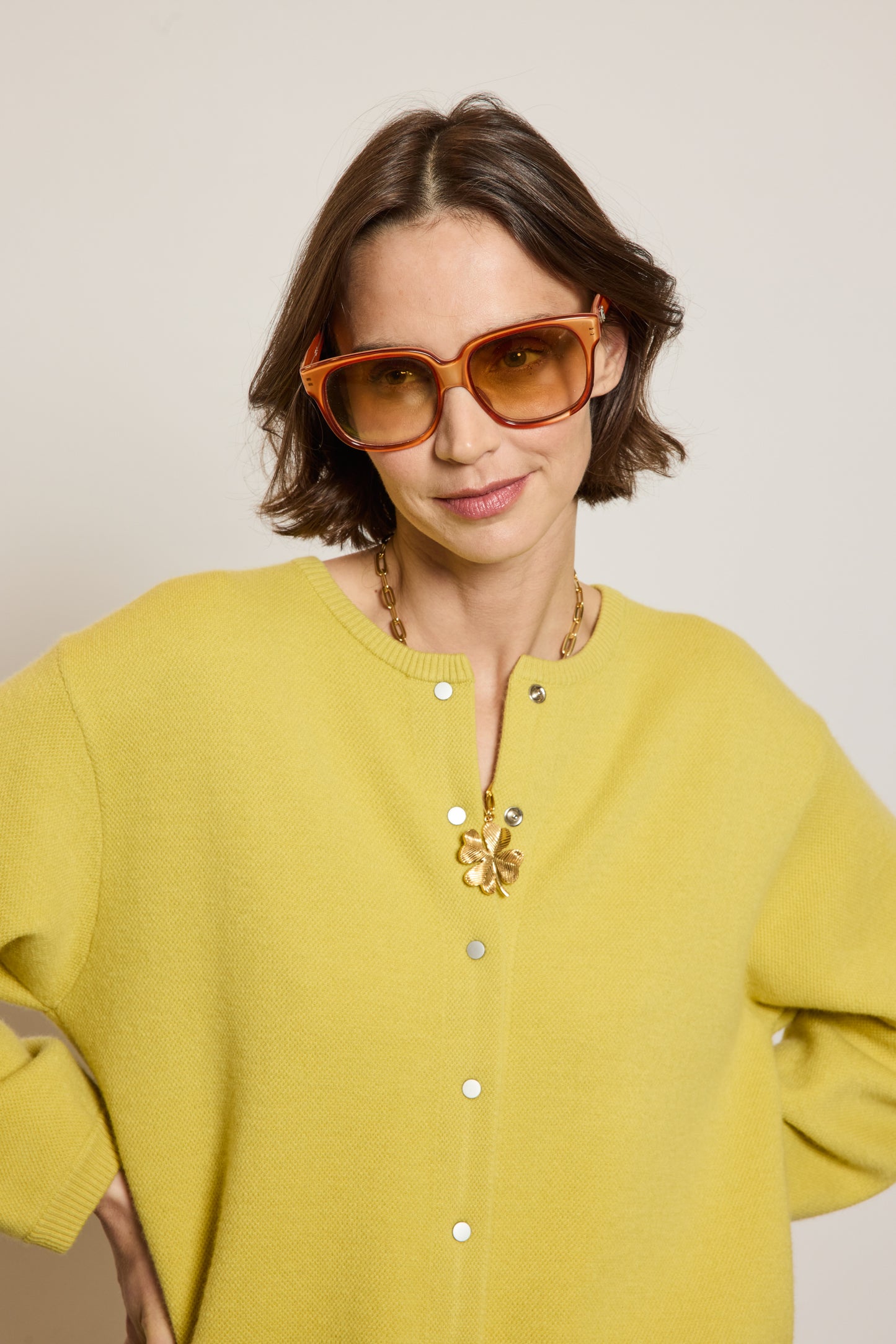 CARDIGAN BOUTONS PRESSION LIME