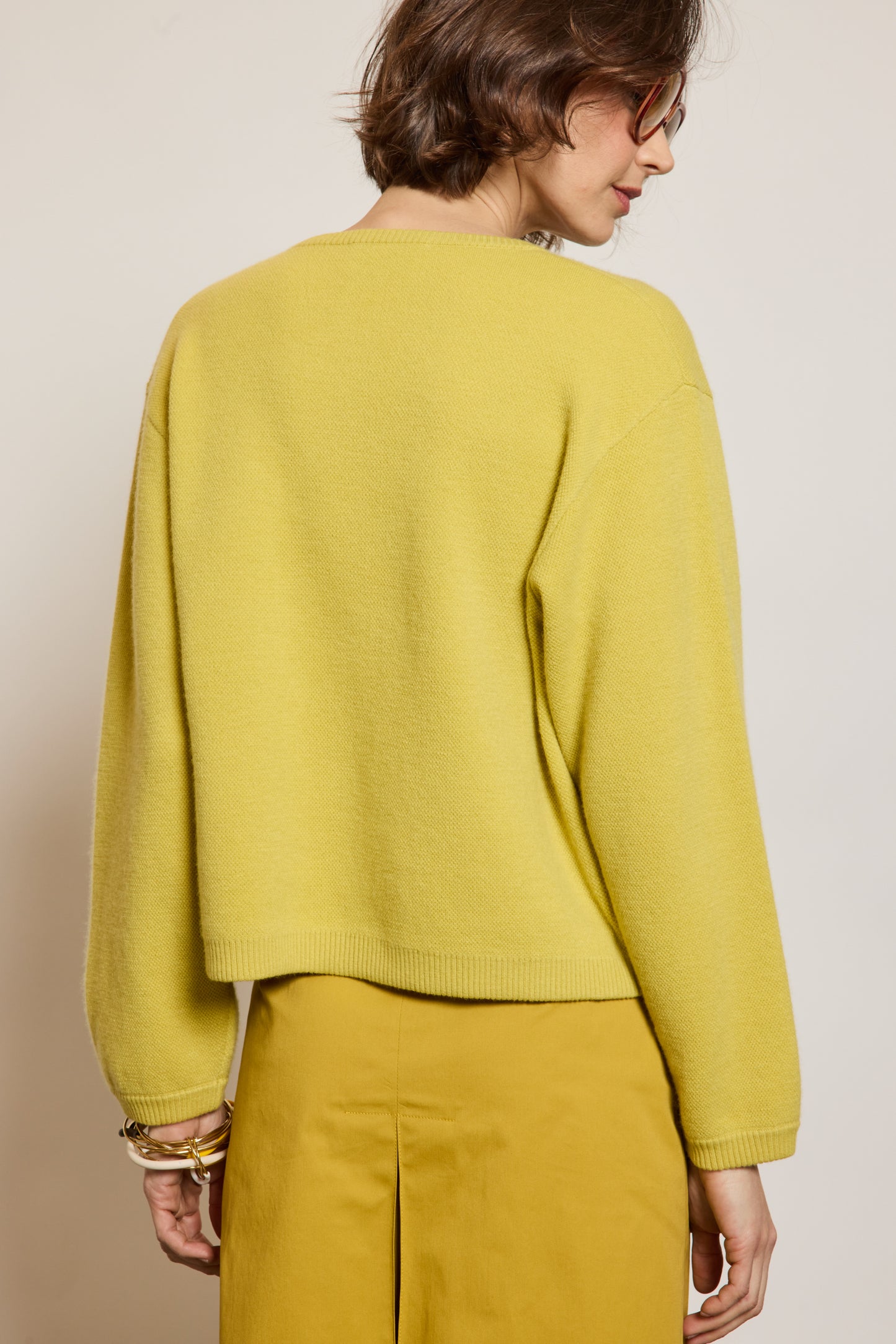 CARDIGAN BOUTONS PRESSION LIME