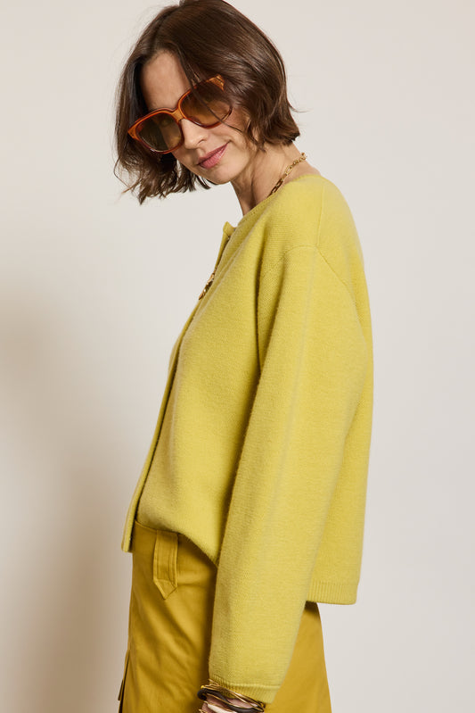 CARDIGAN WITH SNAP BUTTONS LIME