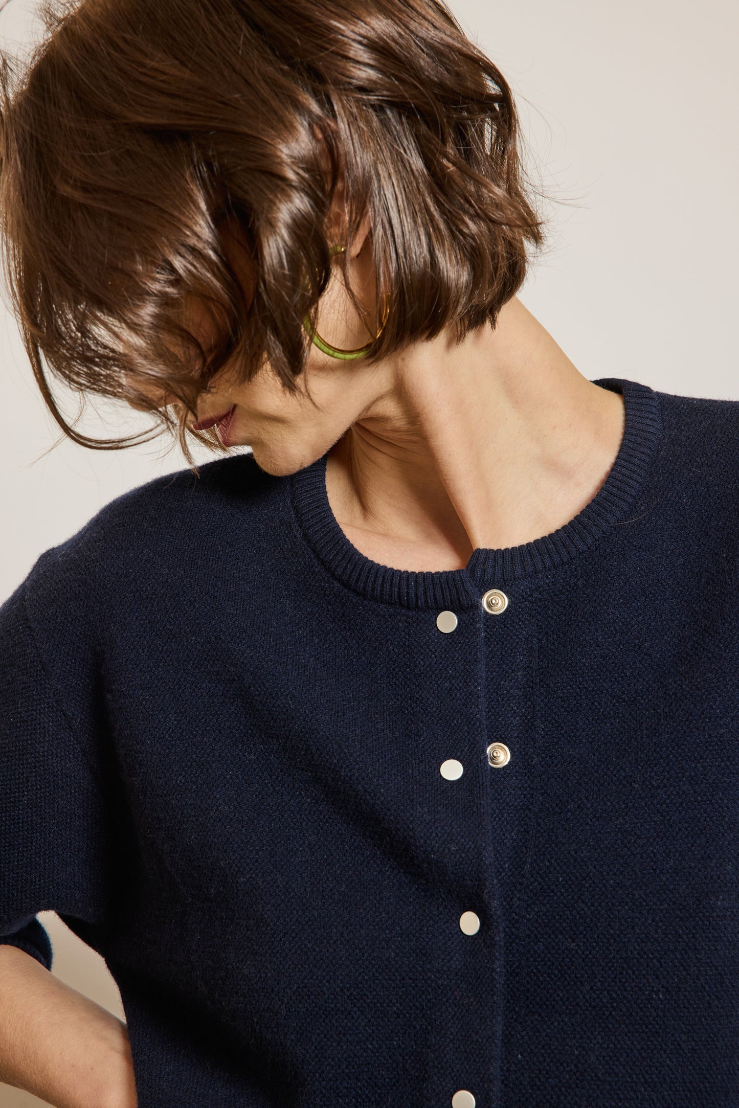 CARDIGAN BOUTONS PRESSION MARINE