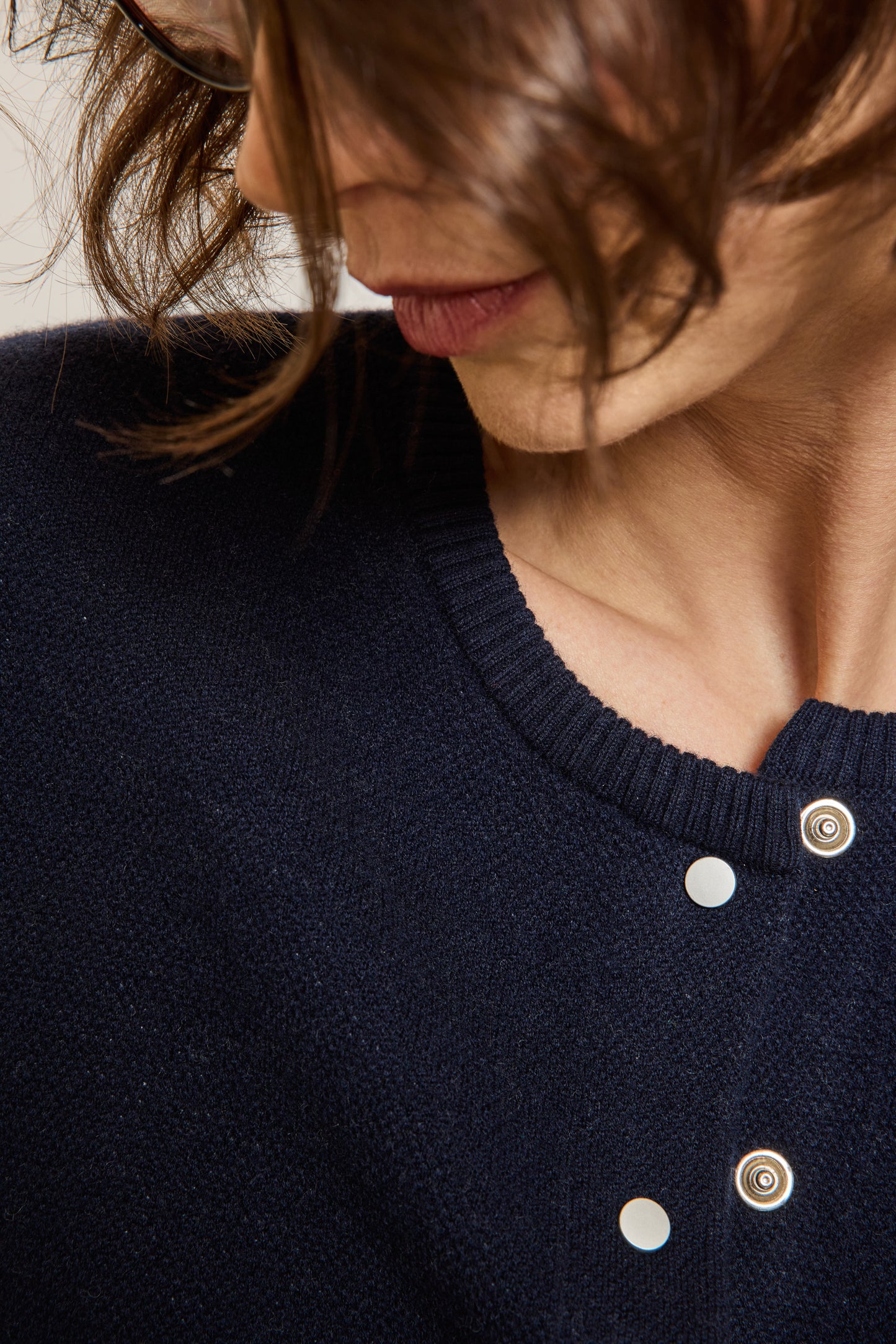 CARDIGAN BOUTONS PRESSION MARINE