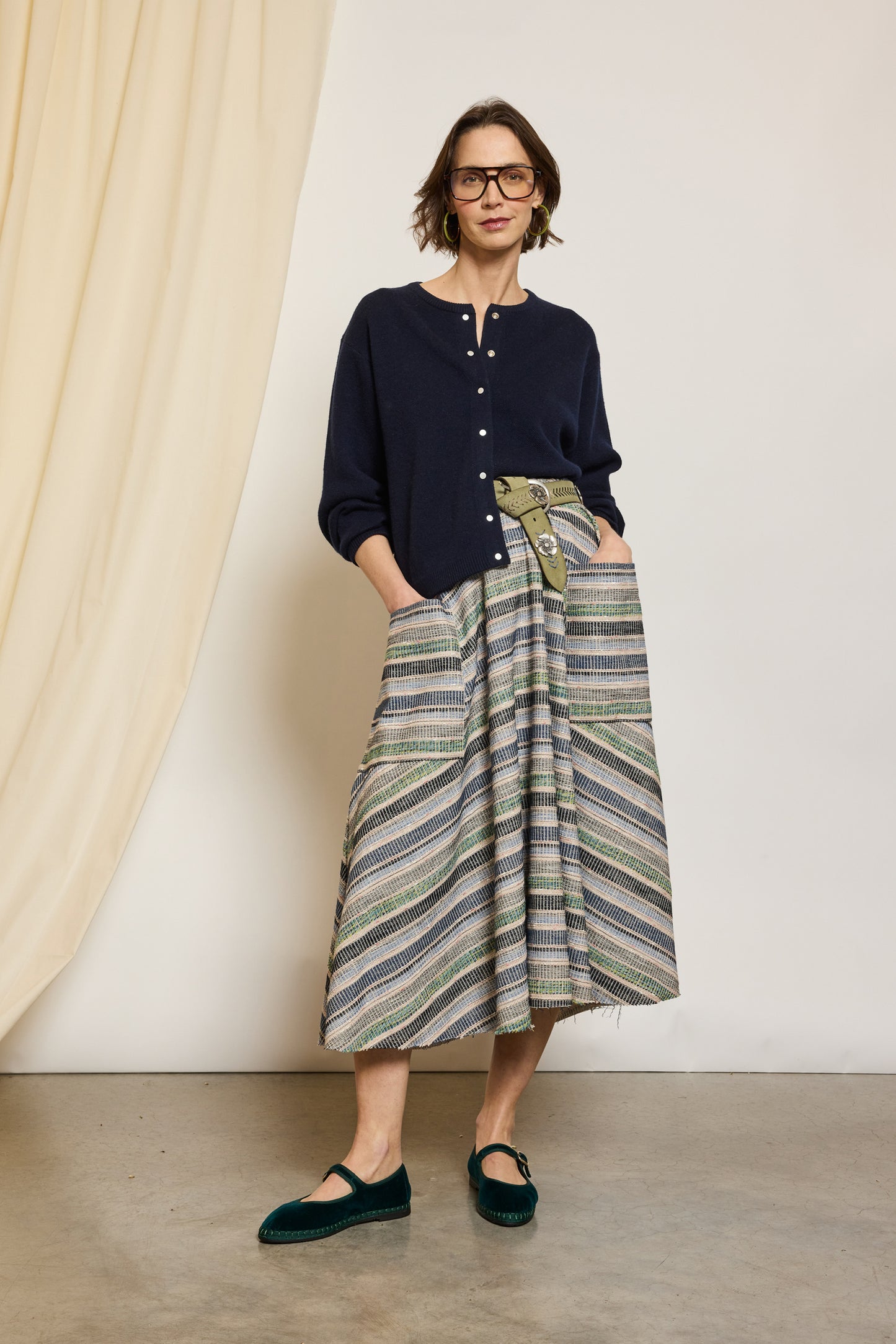 CARDIGAN BOUTONS PRESSION MARINE