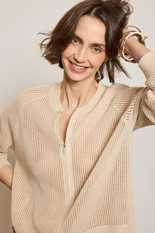 BOMBER AJOURÉ BEIGE