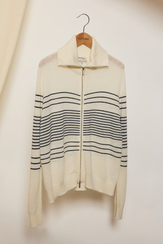 CARDIGAN ZIPPÉ ÉCRU