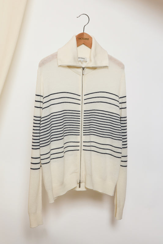 CARDIGAN ZIPPÉ ÉCRU