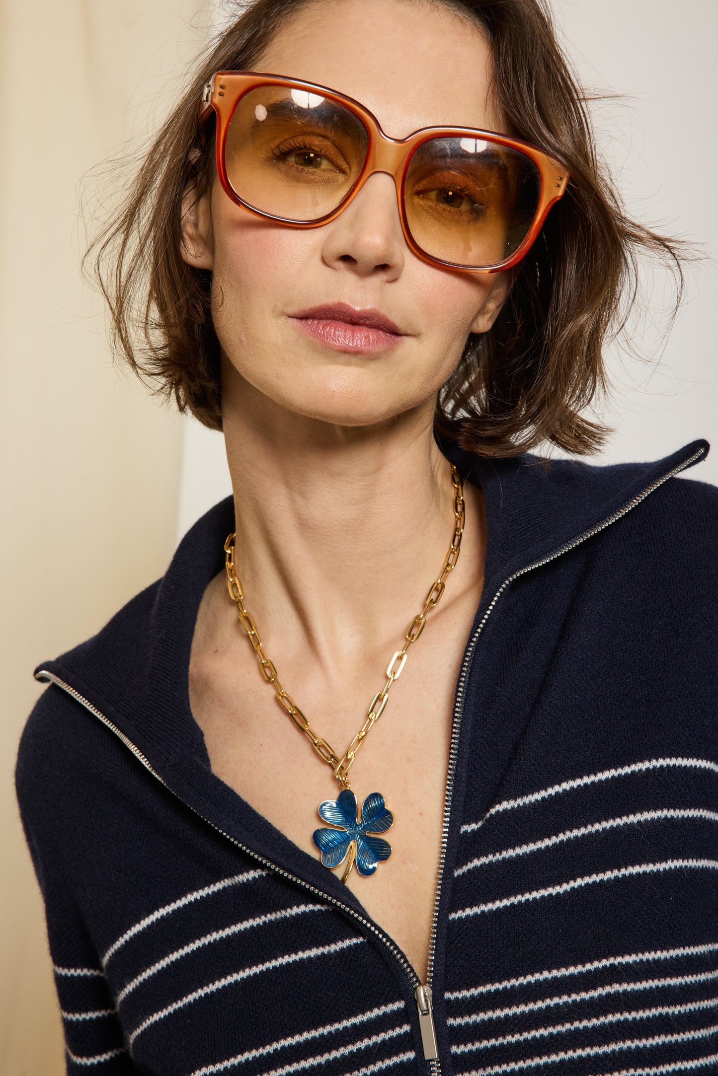 CARDIGAN ZIPPÉ MARINE