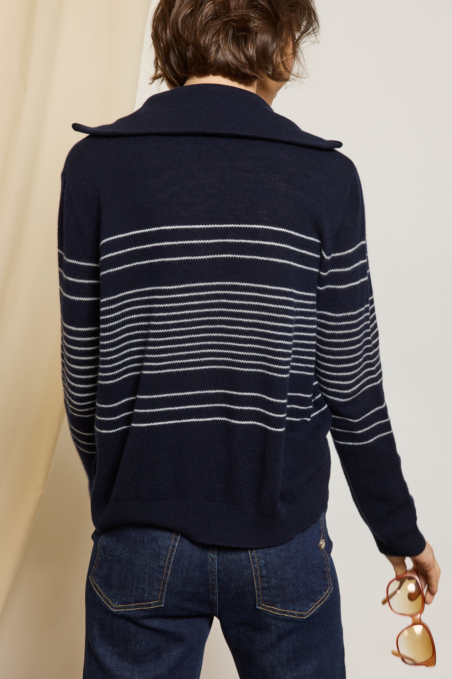 CARDIGAN ZIPPÉ MARINE