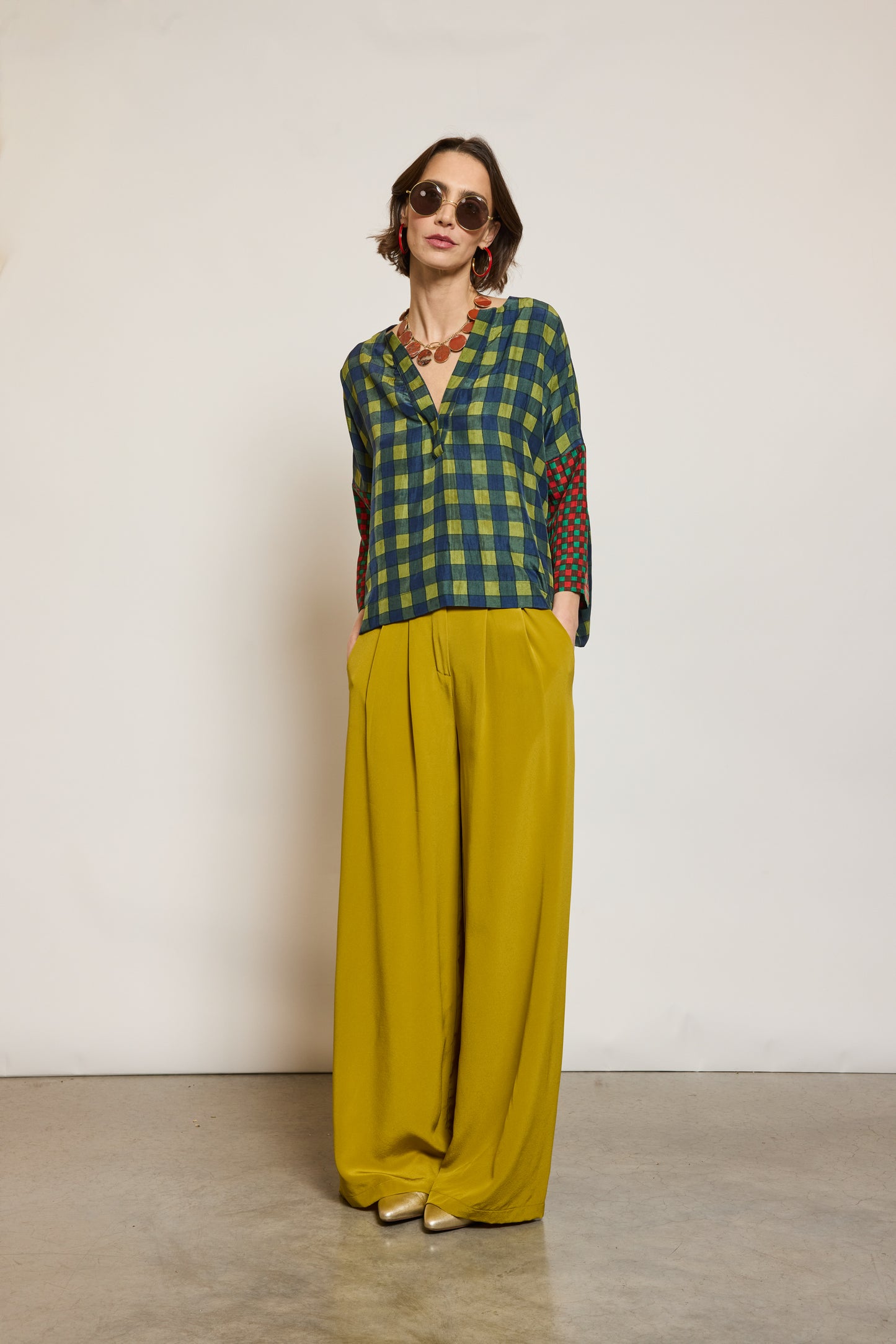 PANTALON EN SOIE CUMIN