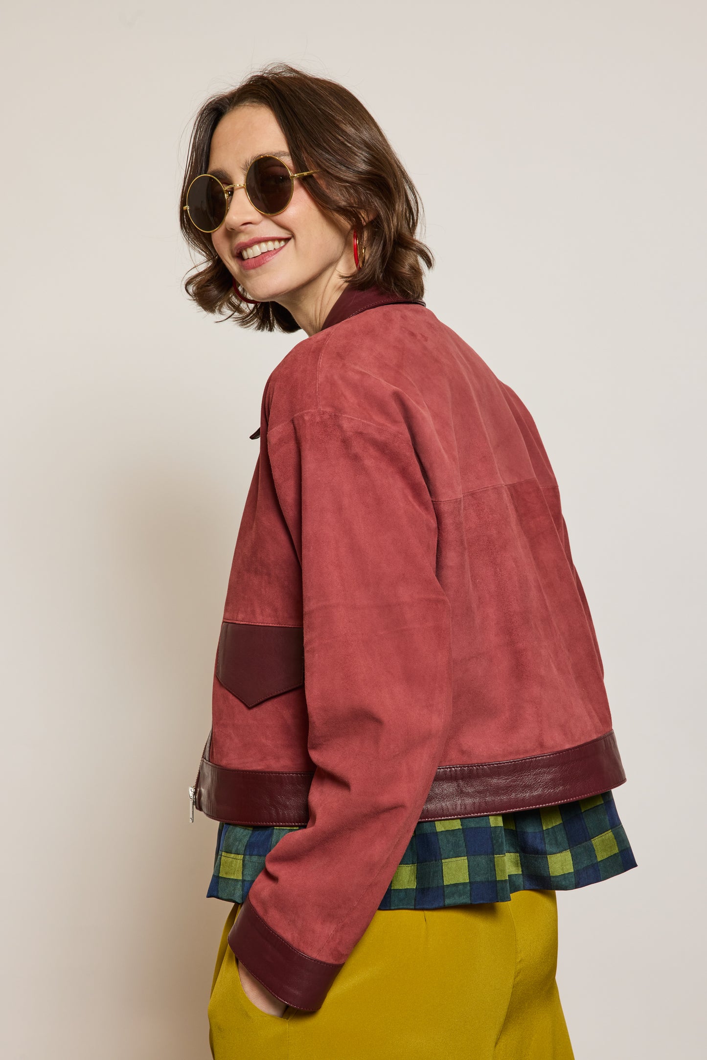 BLOUSON EN CUIR BORDEAUX