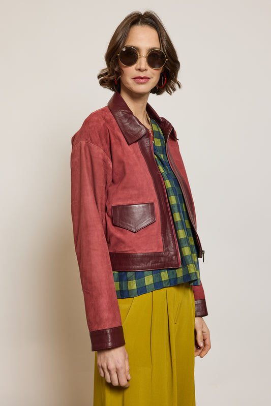 BLOUSON EN CUIR BORDEAUX