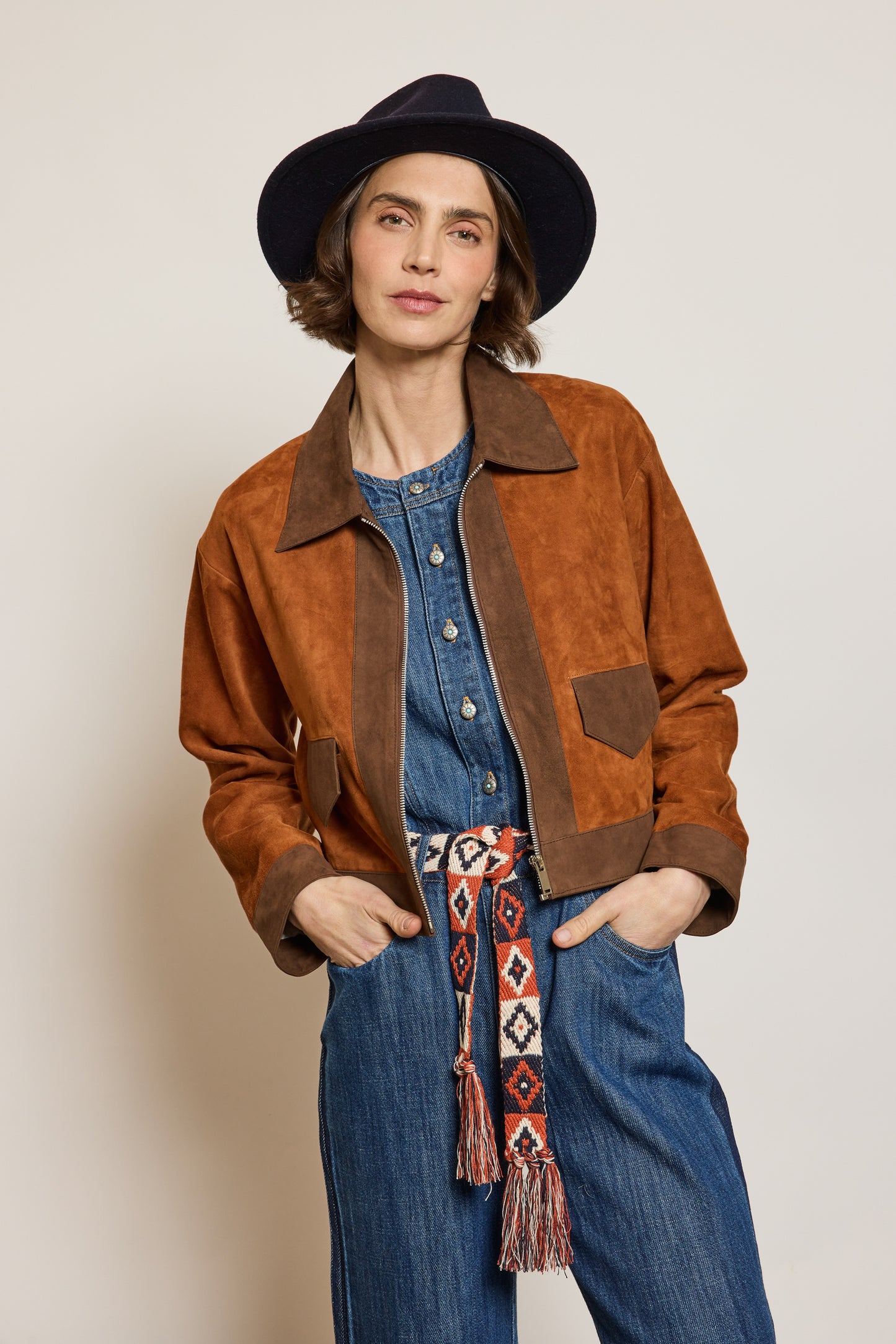 BLOUSON EN CUIR CHOCO