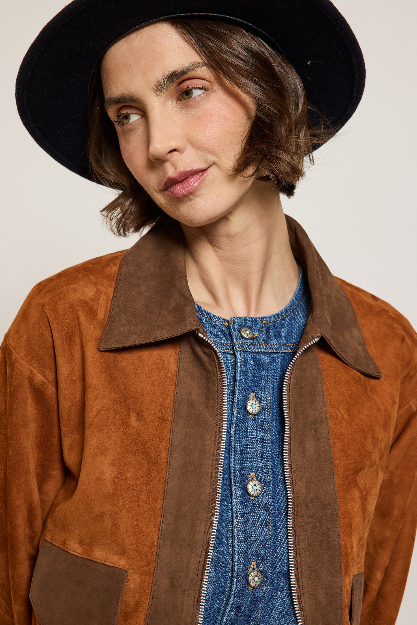 BLOUSON EN CUIR CHOCO