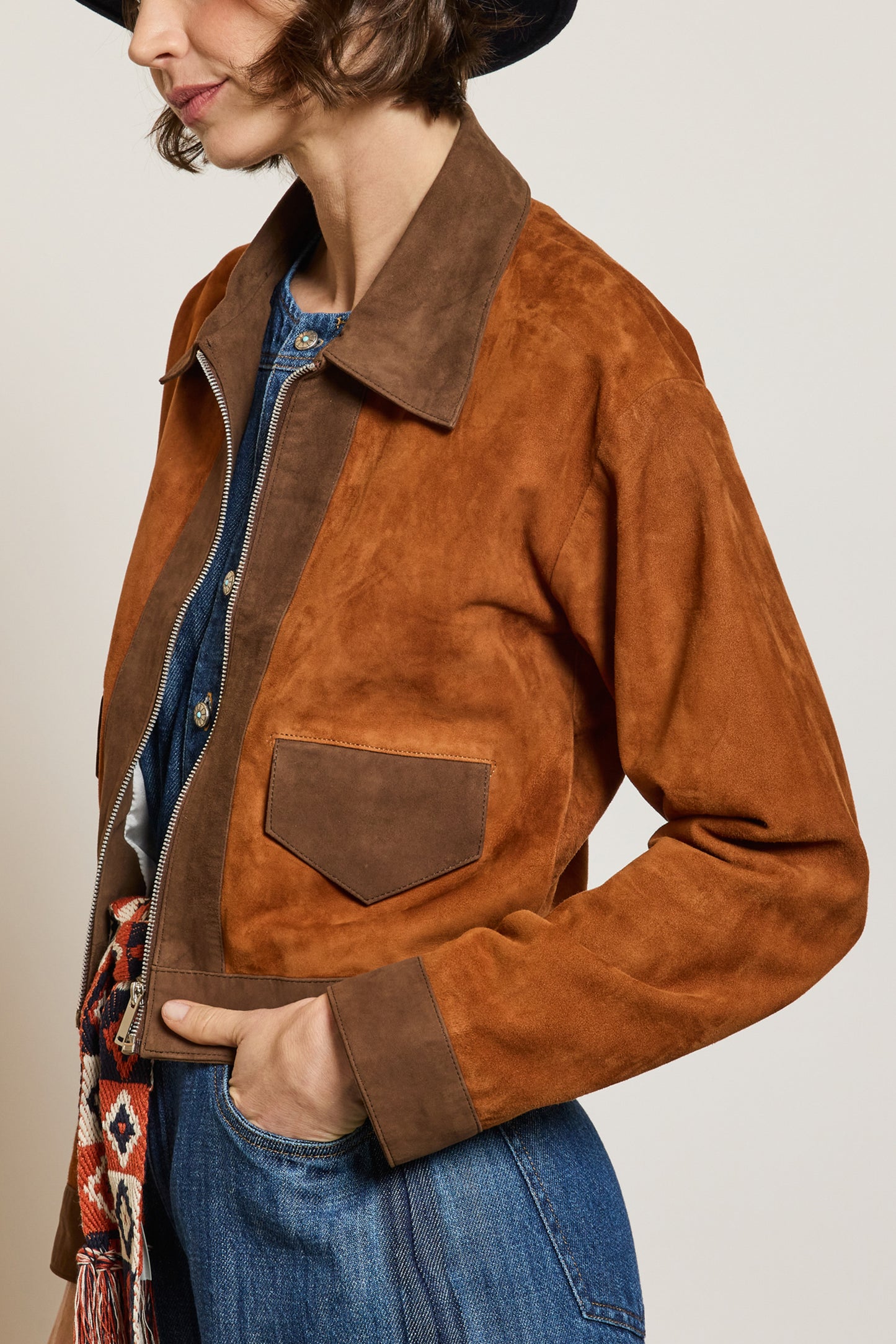 BLOUSON EN CUIR CHOCO