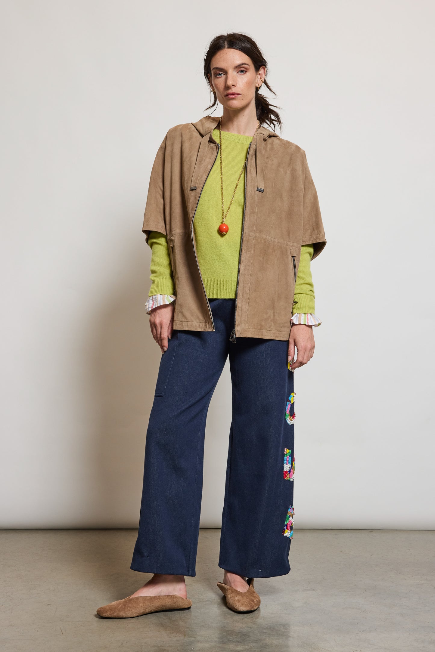 BLOUSON EN PEAU TAUPE