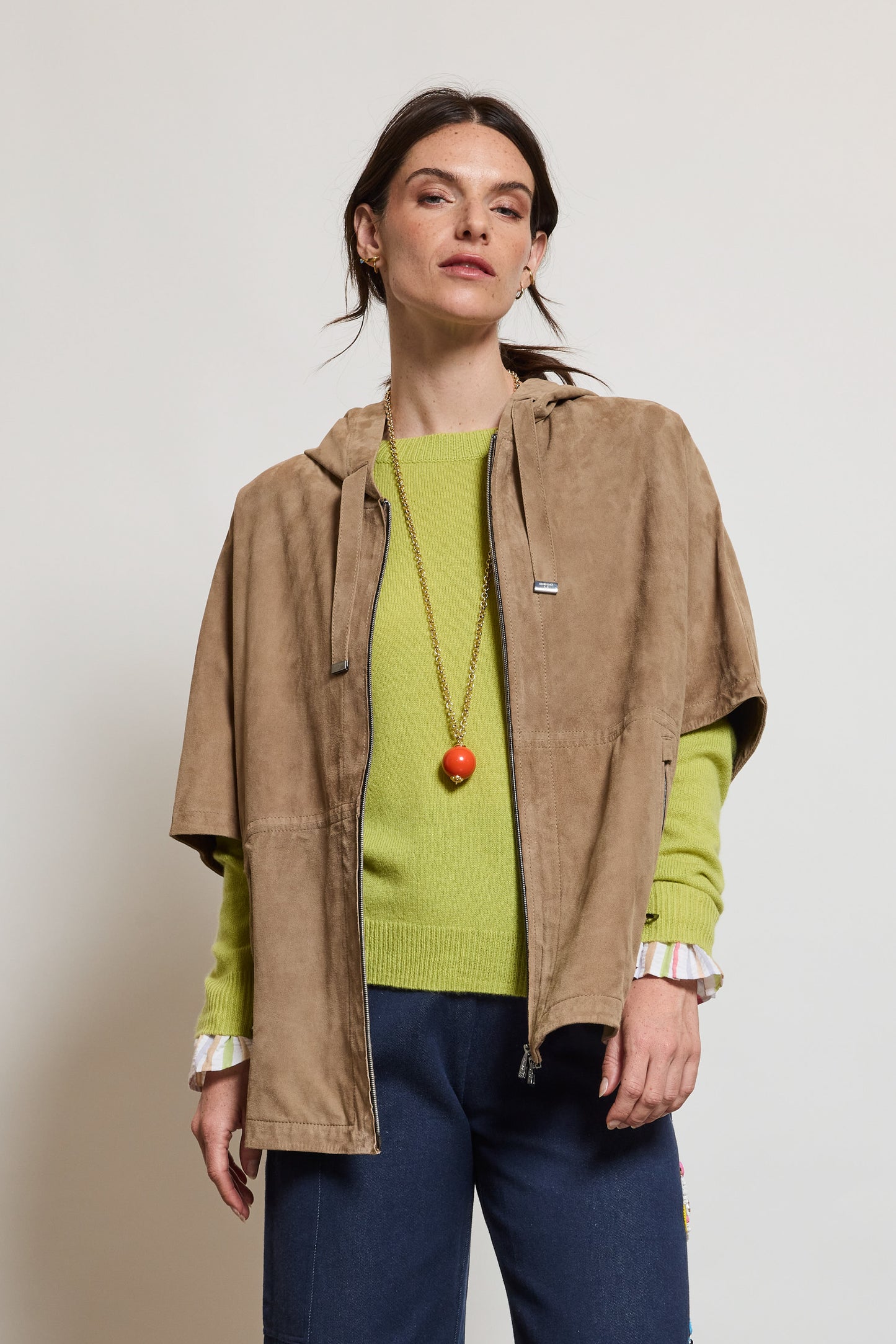 BLOUSON EN PEAU TAUPE