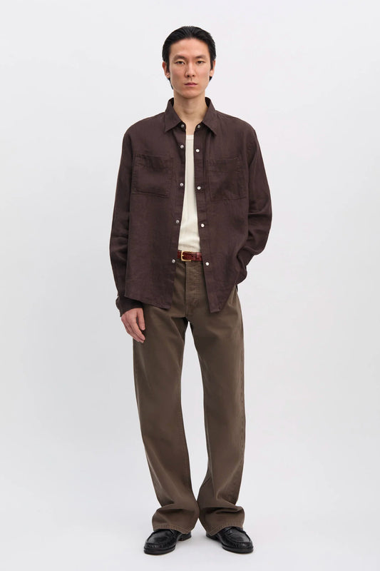 CHEMISE EN LIN CHOCOLAT