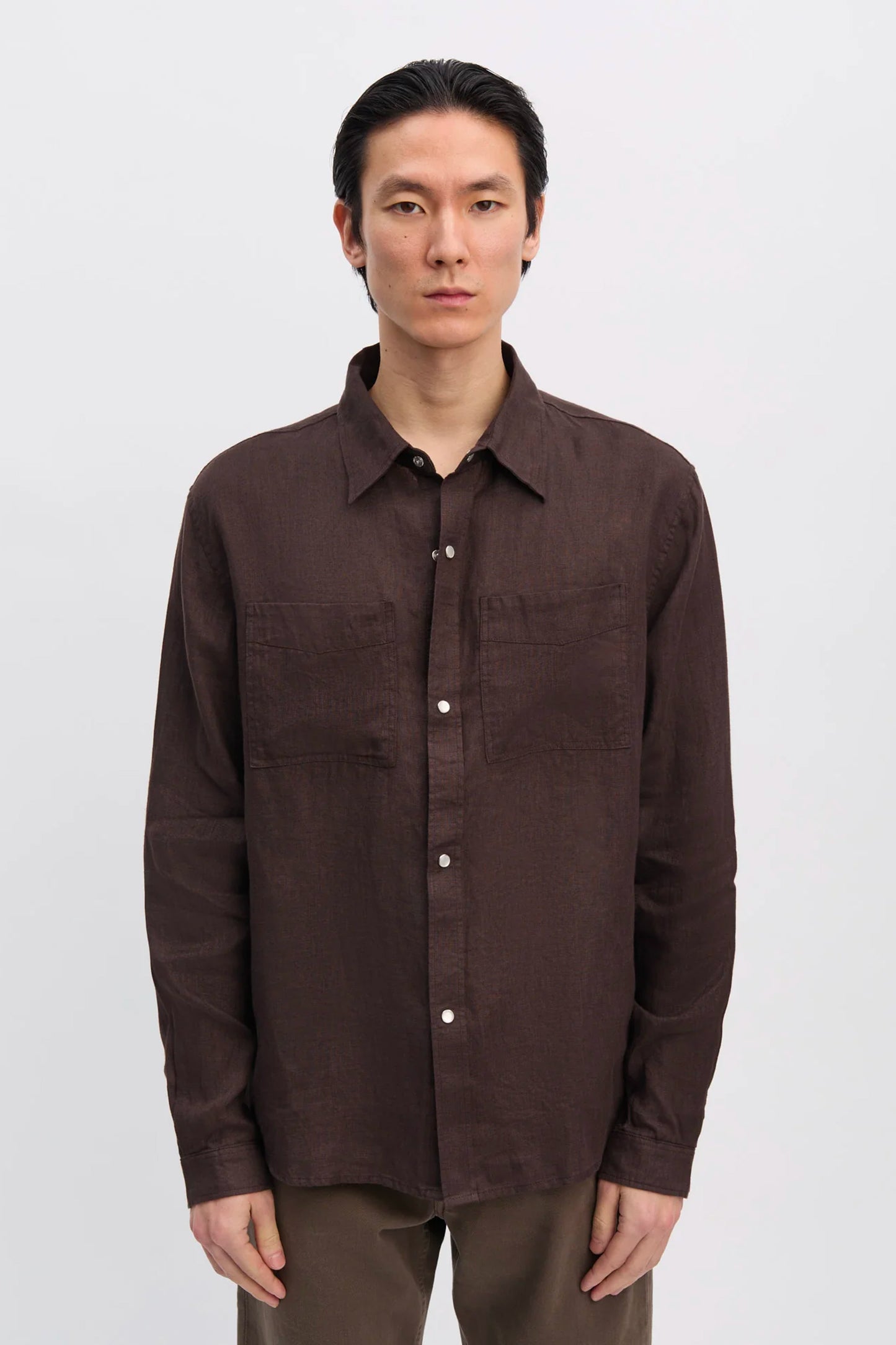 CHEMISE EN LIN CHOCOLAT
