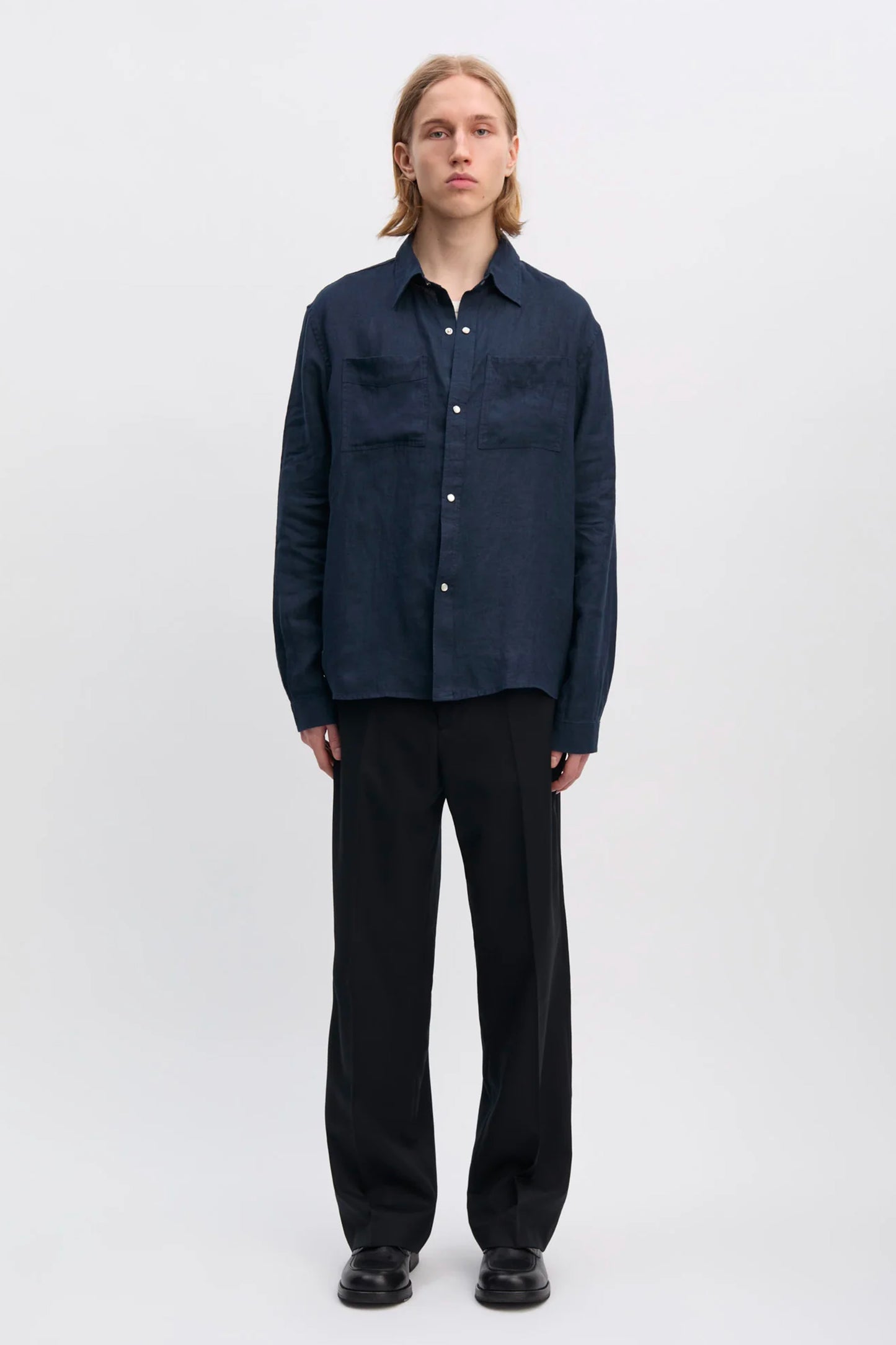 CHEMISE EN LIN MARINE