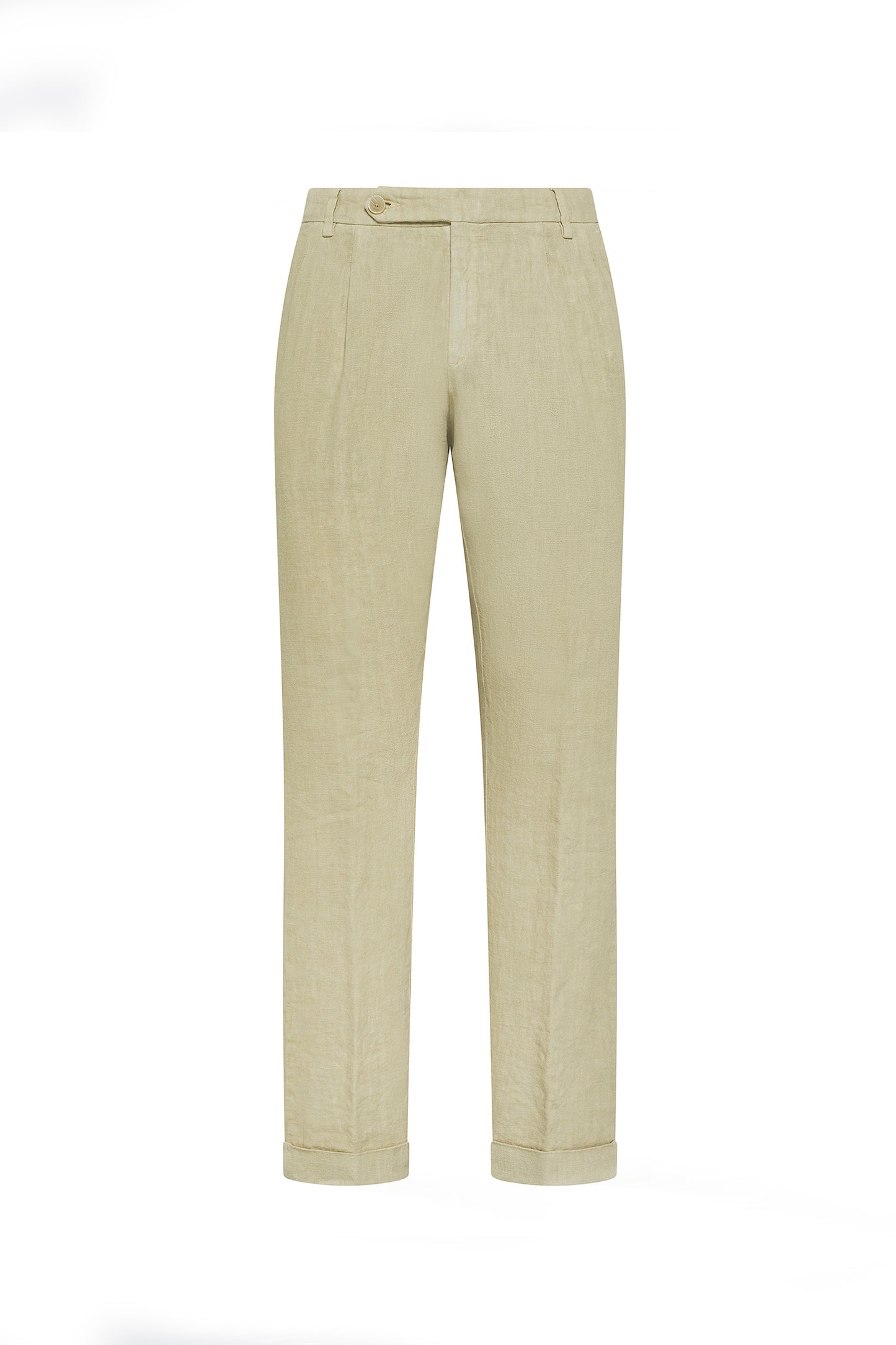 PANTALON DOUBLE PINCES EN LIN BEIGE