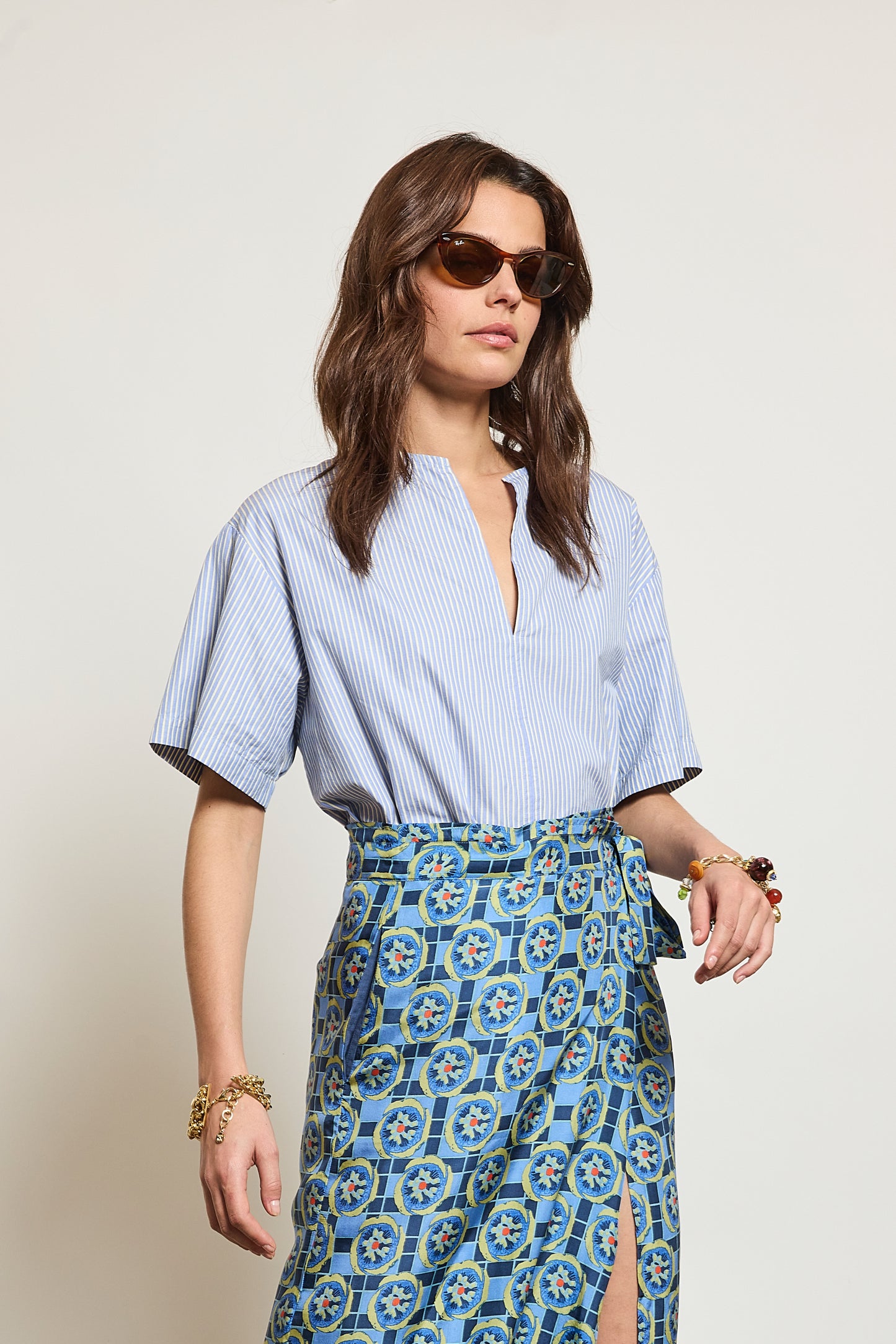 POPLIN TOP BLUE