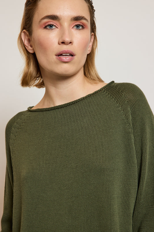 PULL COL BATEAU OLIVE