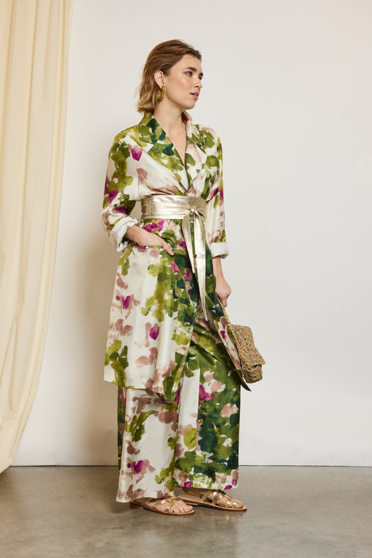 MANTEAU EN SOIE ROSE