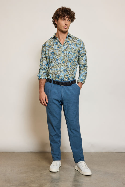 PANTALON À PINCES BLEU