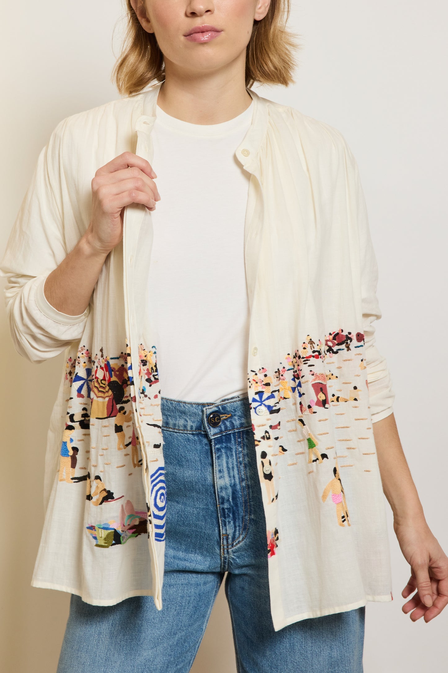 BLOUSE PLAGE BRODÉ BLANC